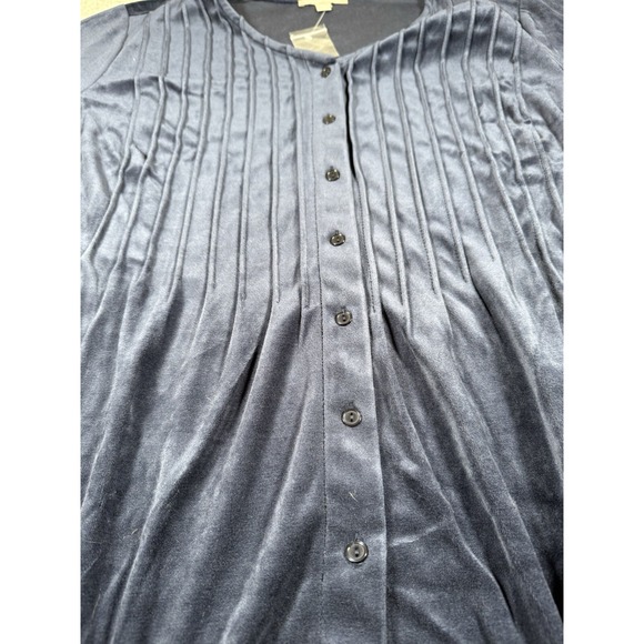 Woman Within Velvet Tunic Top Womens 2X 26 28 Blue Button Front Stretch Soft - Picture 4 of 12